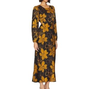 Worn once! Sold out! Quinn Dress in Black & Mustard Floral ASTR the Label